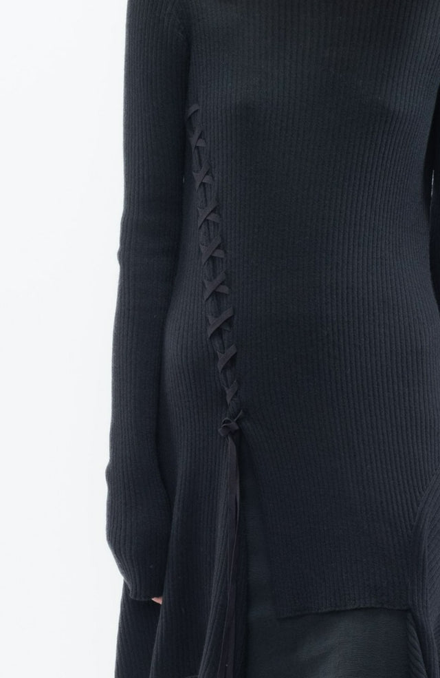 Asym Lace-Up Sweater