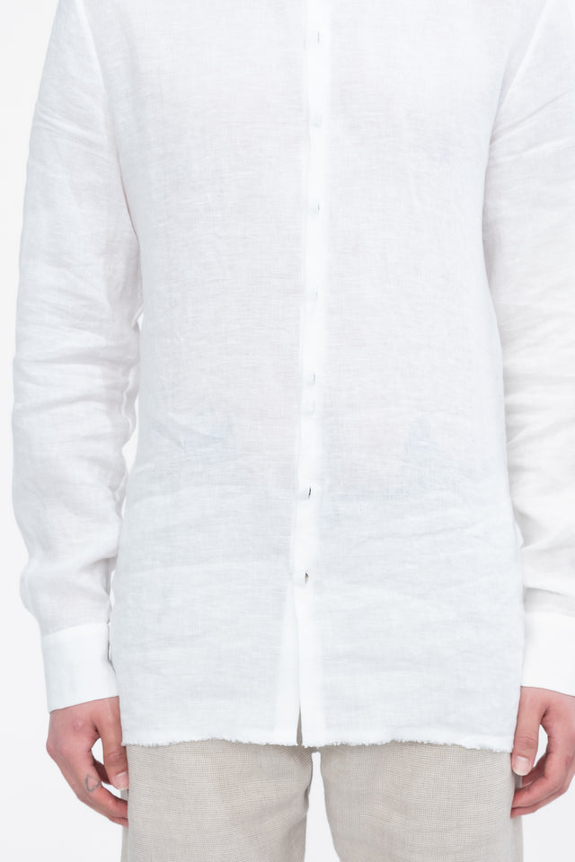 White Hidden Button Shirt