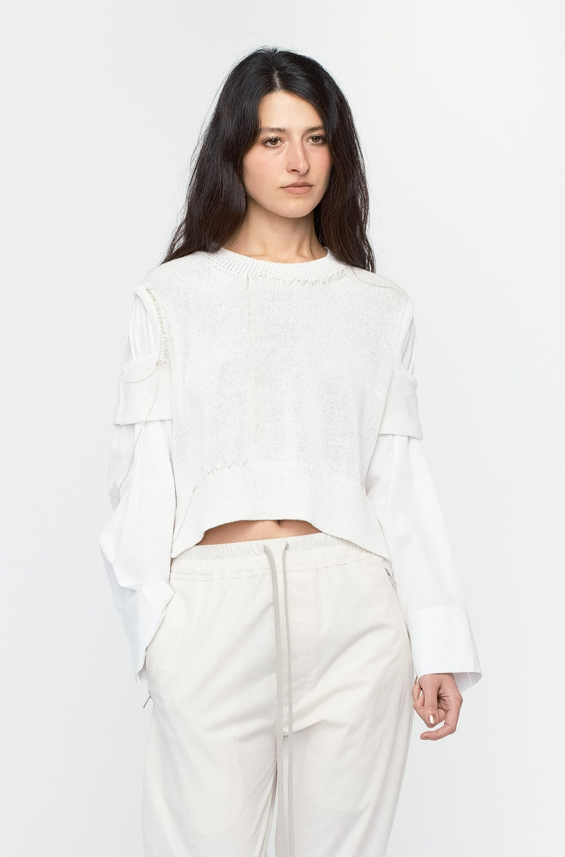 White Shirt Collar Pullover