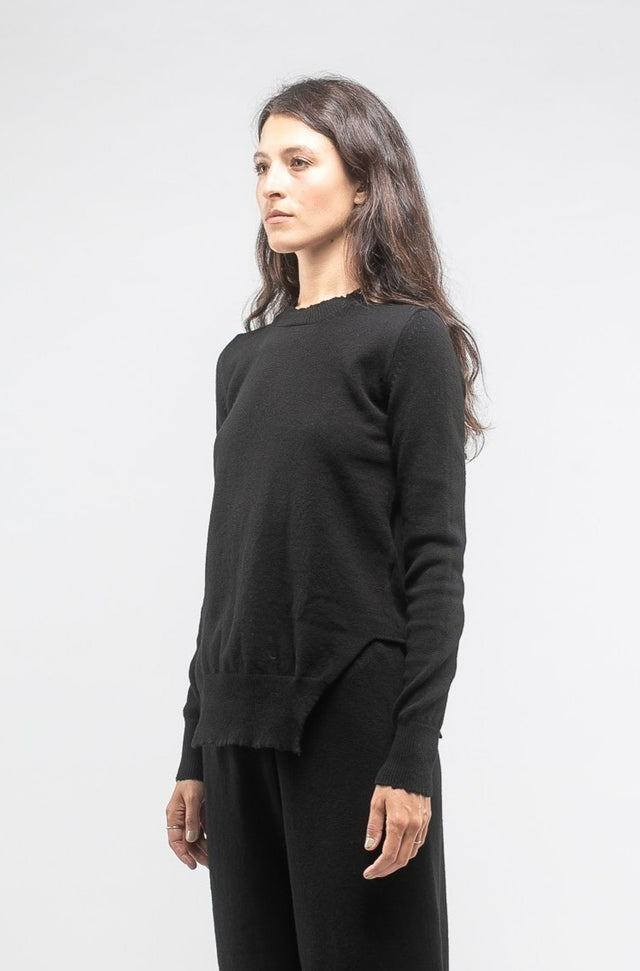 Black Side Slit Sweater