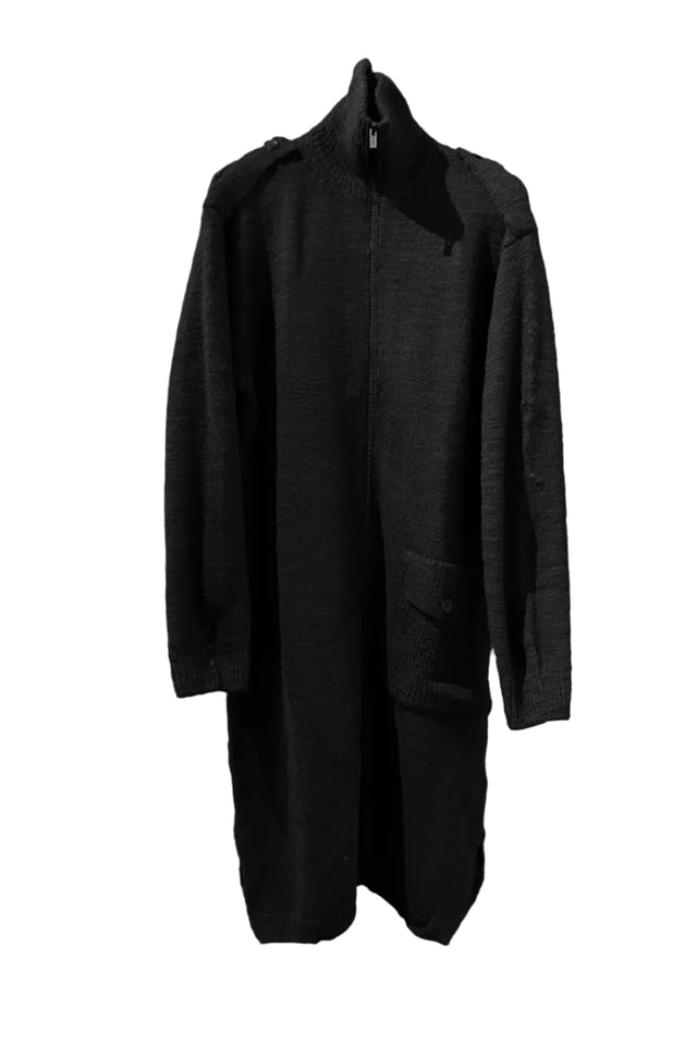 High Neck Long Cardigan Black