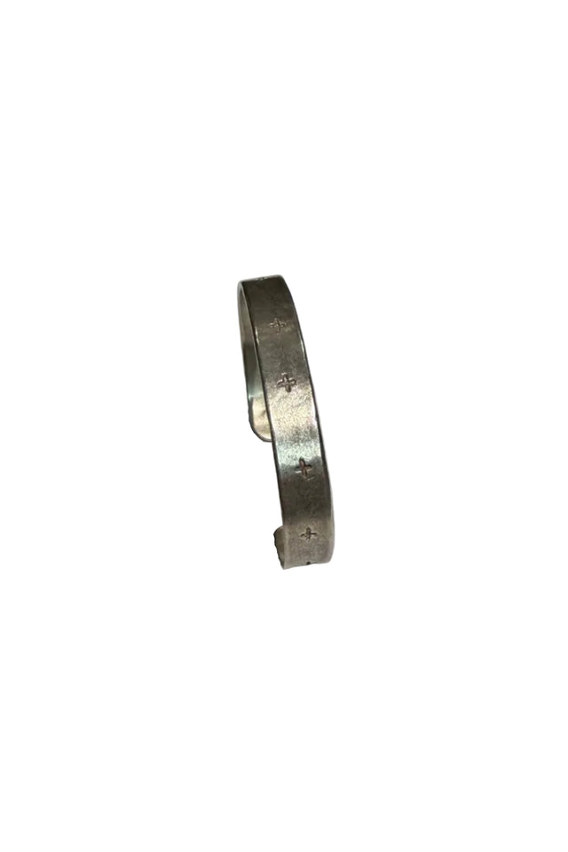 Carved Cross Silver Bracelet