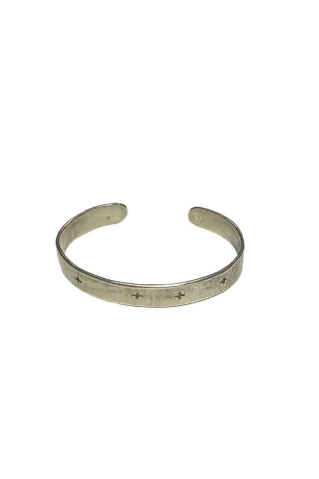 Carved Cross Silver Bracelet