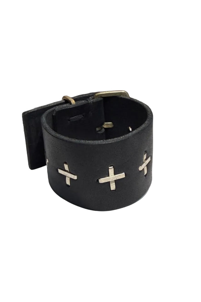 Extra Wide Cross Studded Wristband
