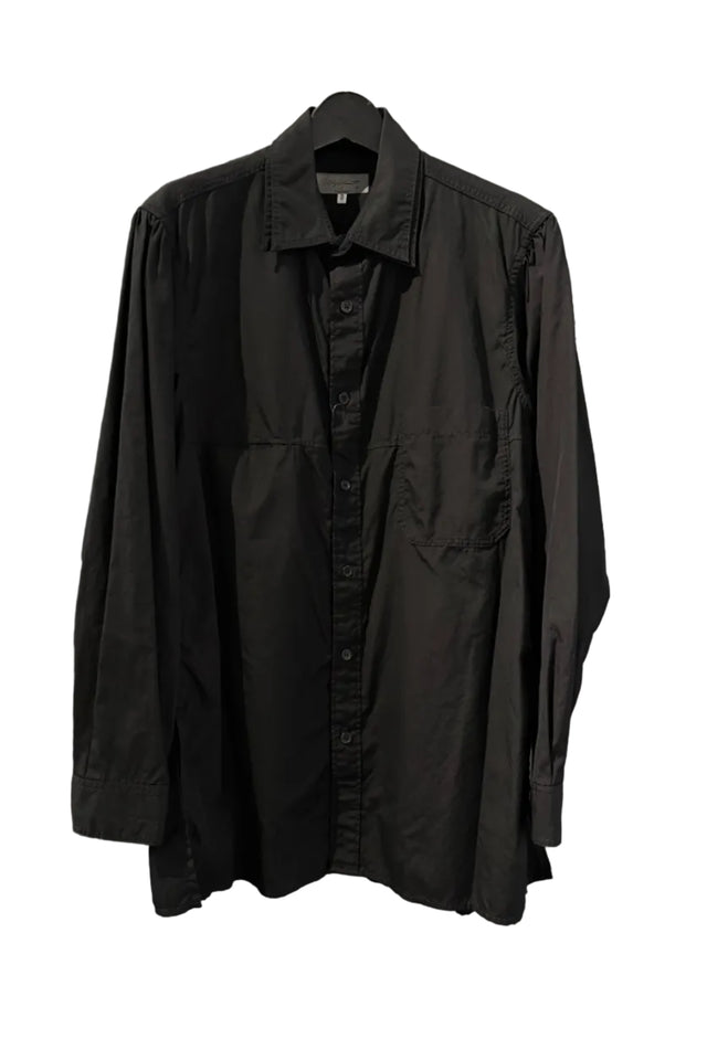 Double Collar Chain Stitch Shirt Black