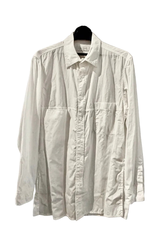 Double Collar Chain Stitch Shirt White