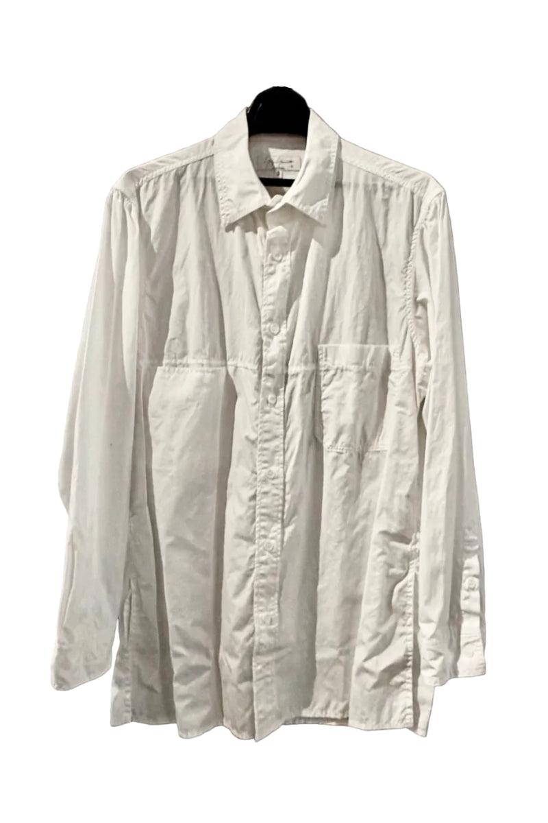 Double Collar Chain Stitch Shirt White