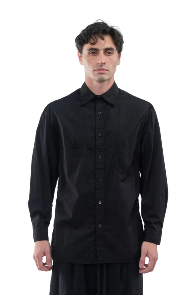 Double Collar Chain Stitch Shirt Black