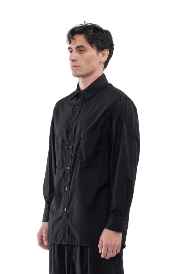 Double Collar Chain Stitch Shirt Black