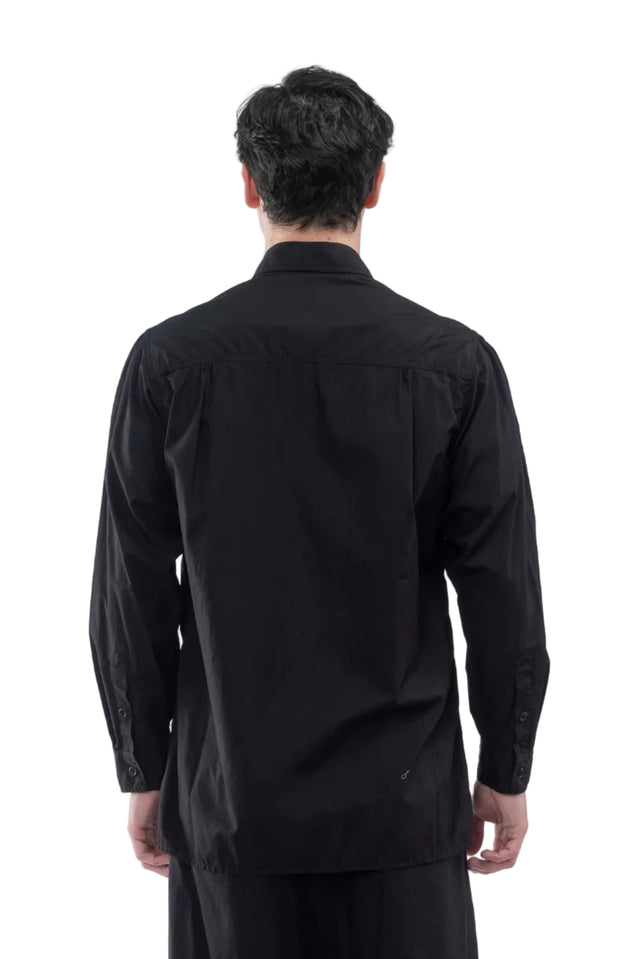 Double Collar Chain Stitch Shirt Black
