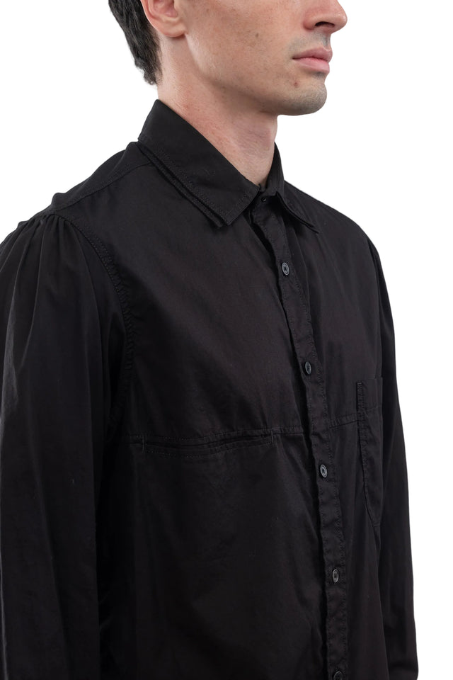 Double Collar Chain Stitch Shirt Black