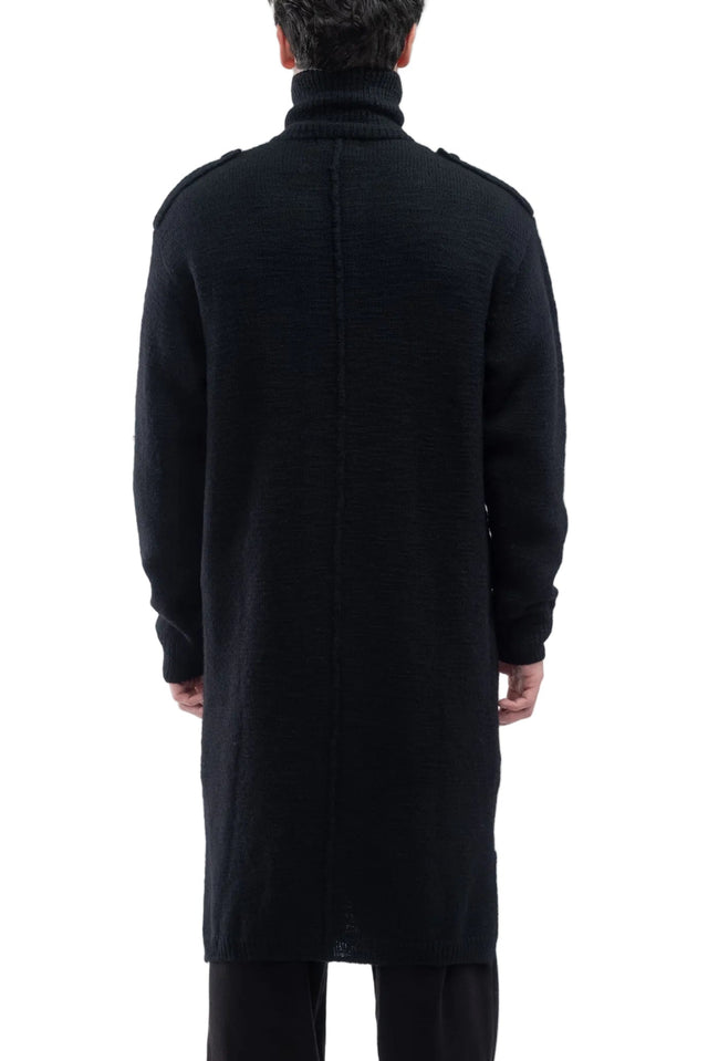 High Neck Long Cardigan Black