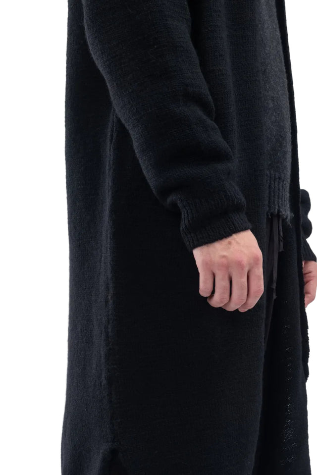 High Neck Long Cardigan Black