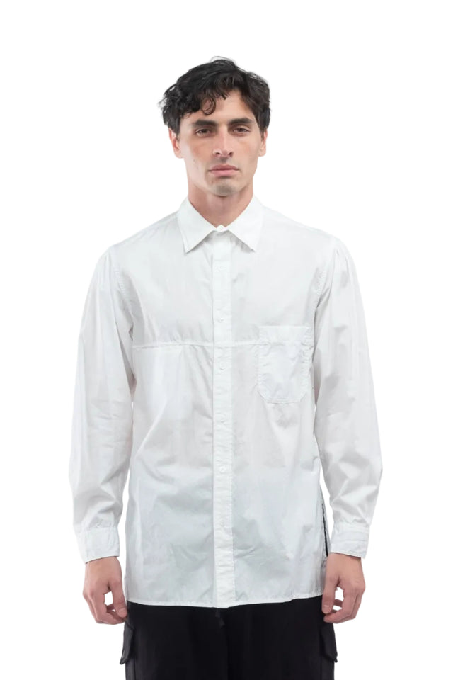 Double Collar Chain Stitch Shirt White