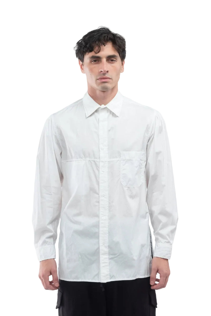 Double Collar Chain Stitch Shirt White