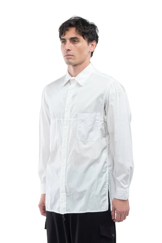 Double Collar Chain Stitch Shirt White