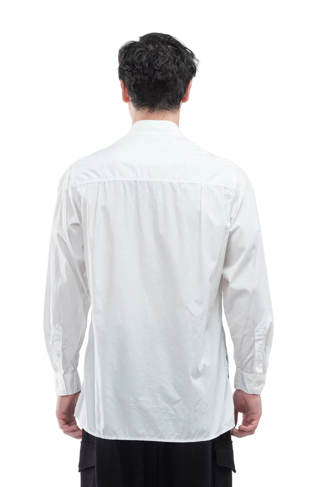 Double Collar Chain Stitch Shirt White
