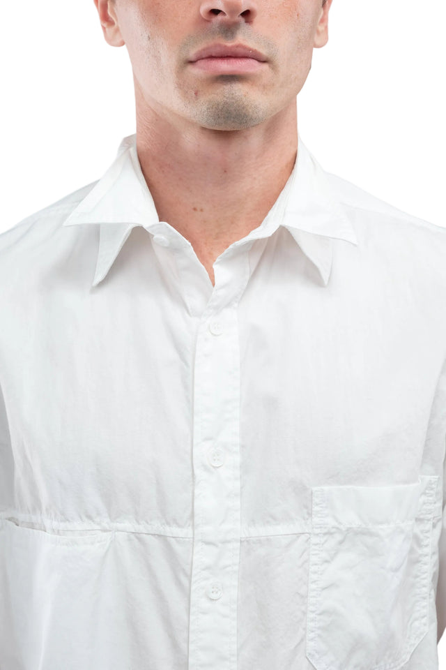 Double Collar Chain Stitch Shirt White