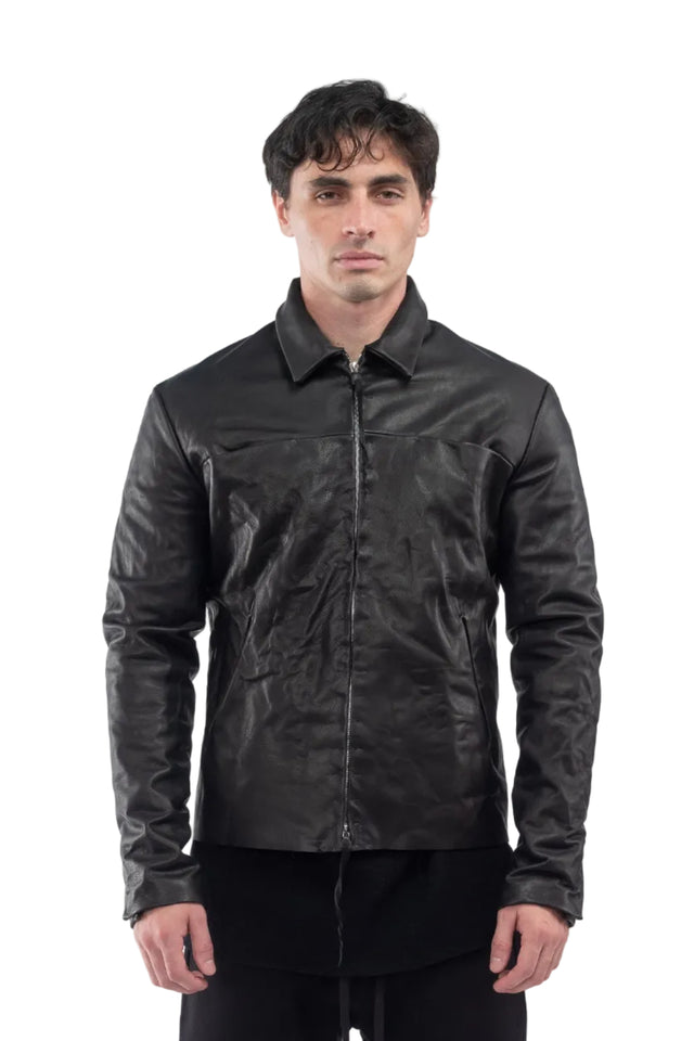 Zipped Leather Trucker Jacket