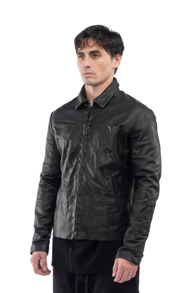 Zipped Leather Trucker Jacket