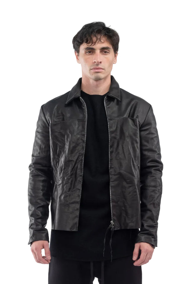 Zipped Leather Trucker Jacket