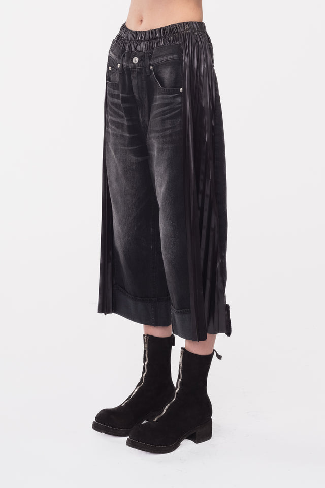 SIDE PLEATED DENIM