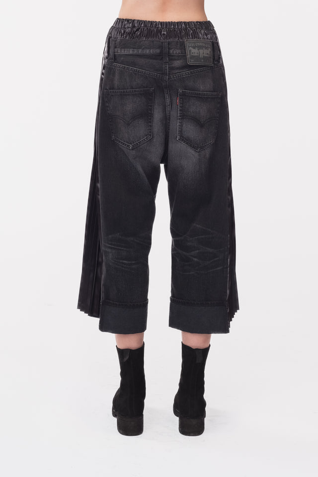 SIDE PLEATED DENIM