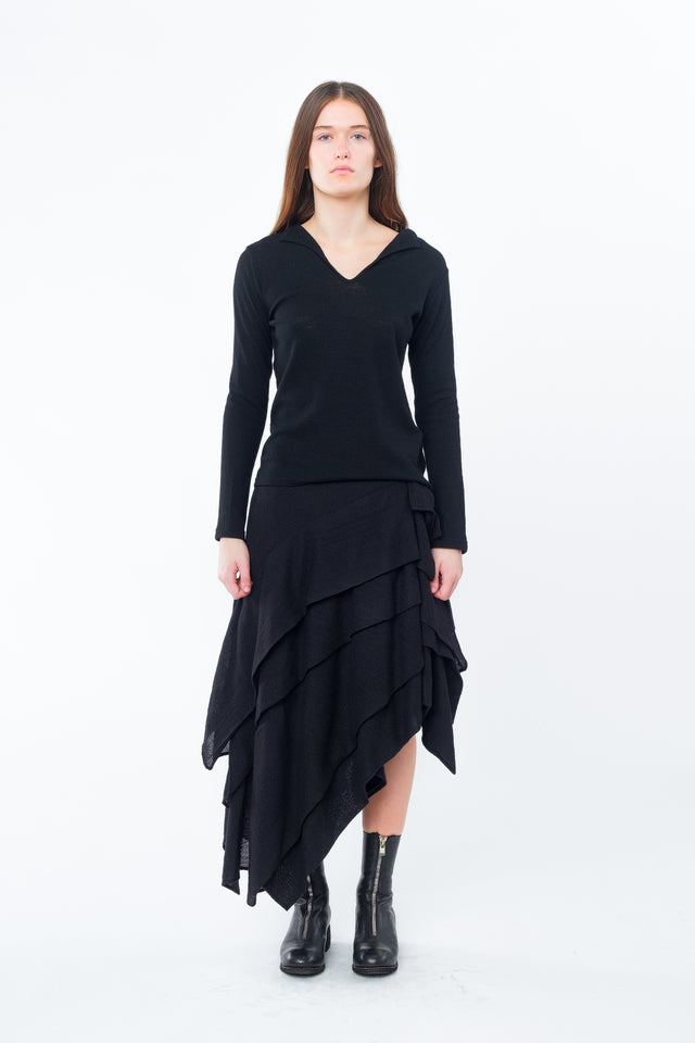 Wool Gauze Tucked Skirt