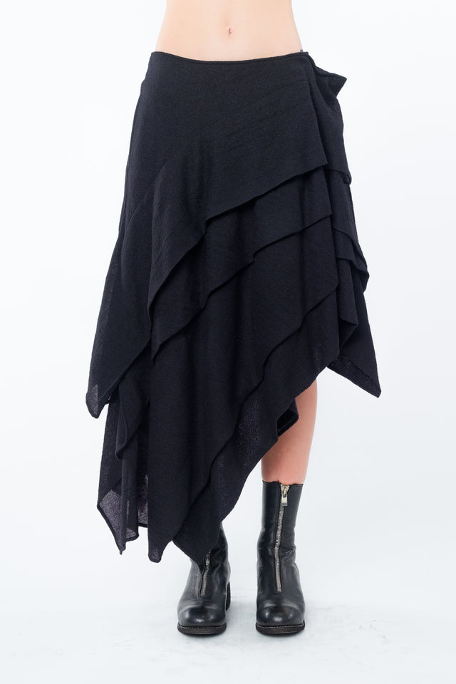 Wool Gauze Tucked Skirt