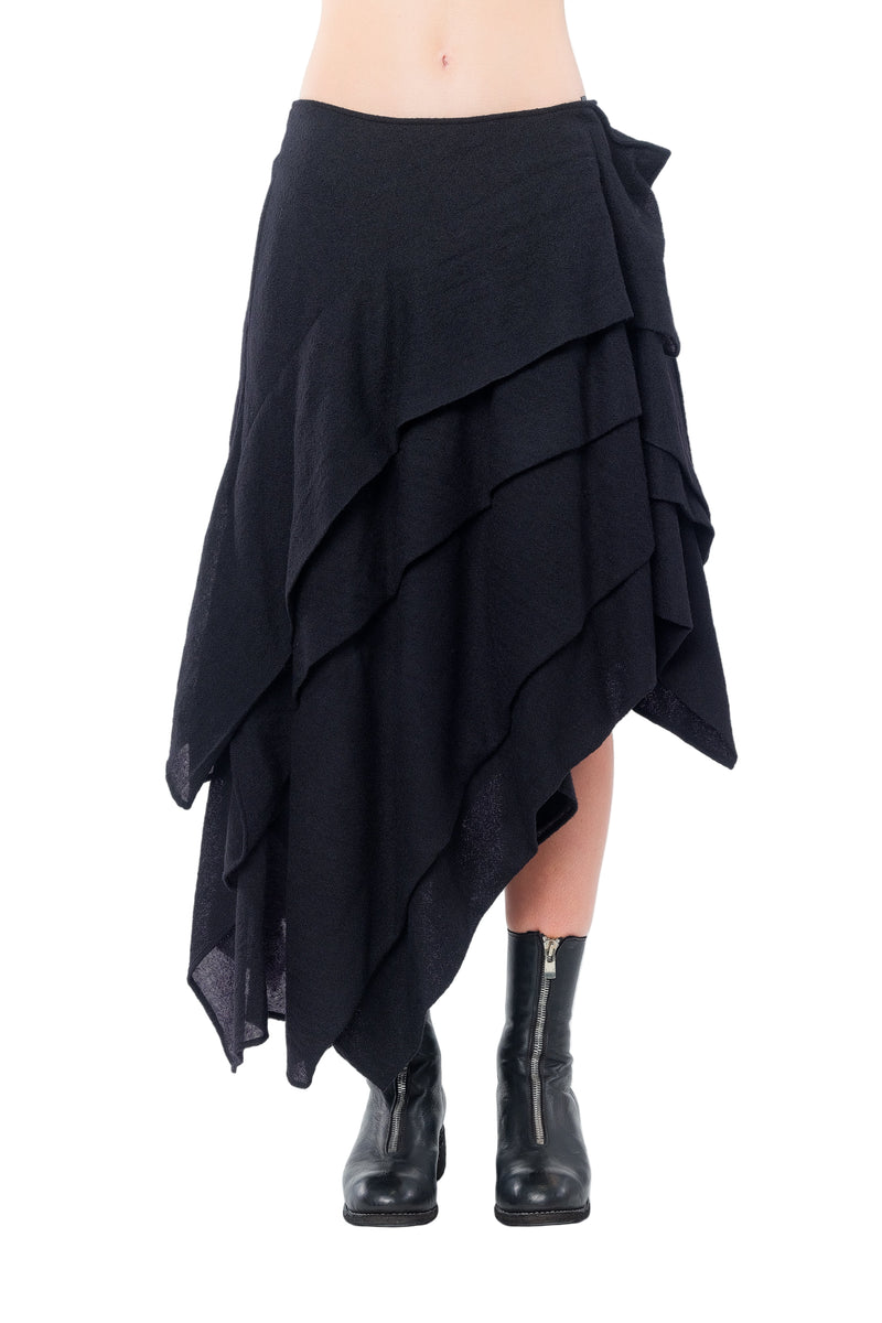 Wool Gauze Tucked Skirt