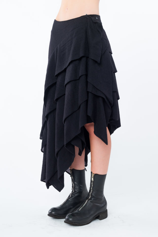 Wool Gauze Tucked Skirt