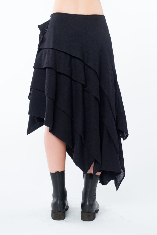 Wool Gauze Tucked Skirt