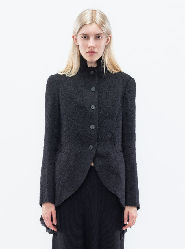 VICTORIAN RAW-EDGED COAT BLK