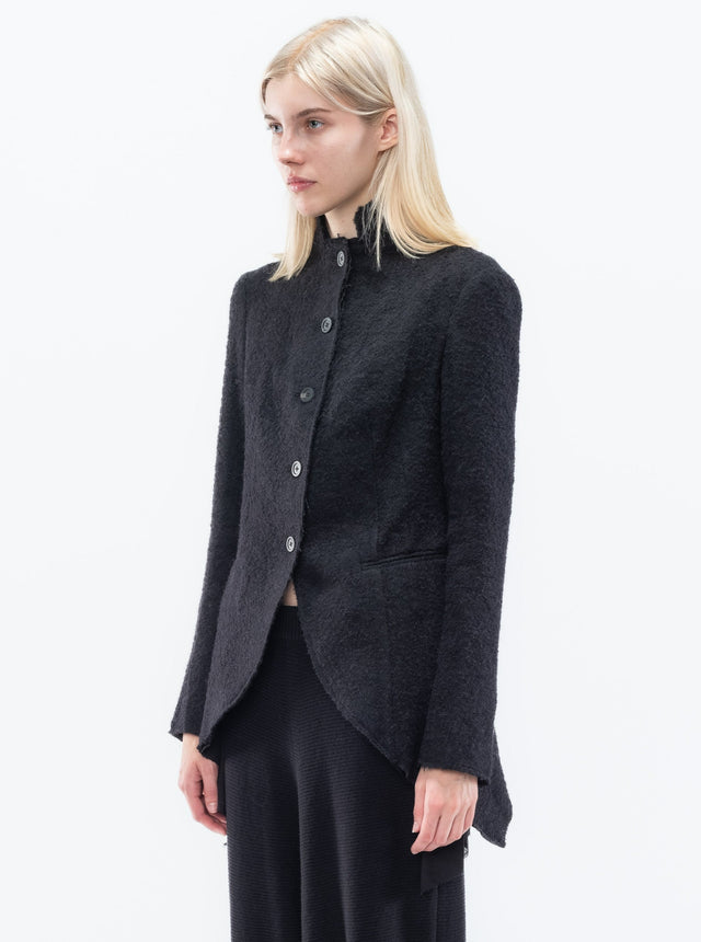 VICTORIAN RAW-EDGED COAT BLK