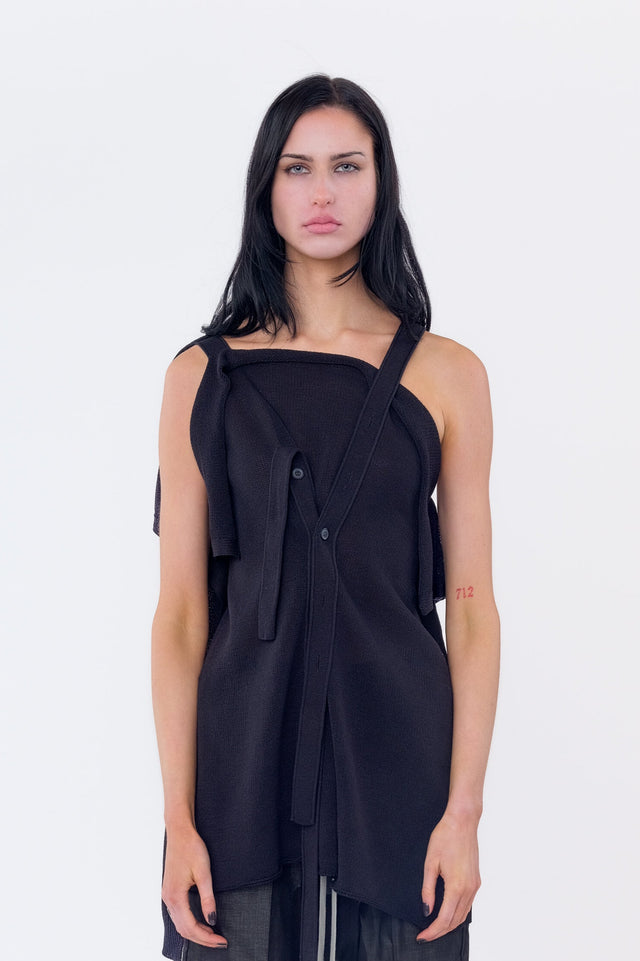 Buttoned Drape Knit