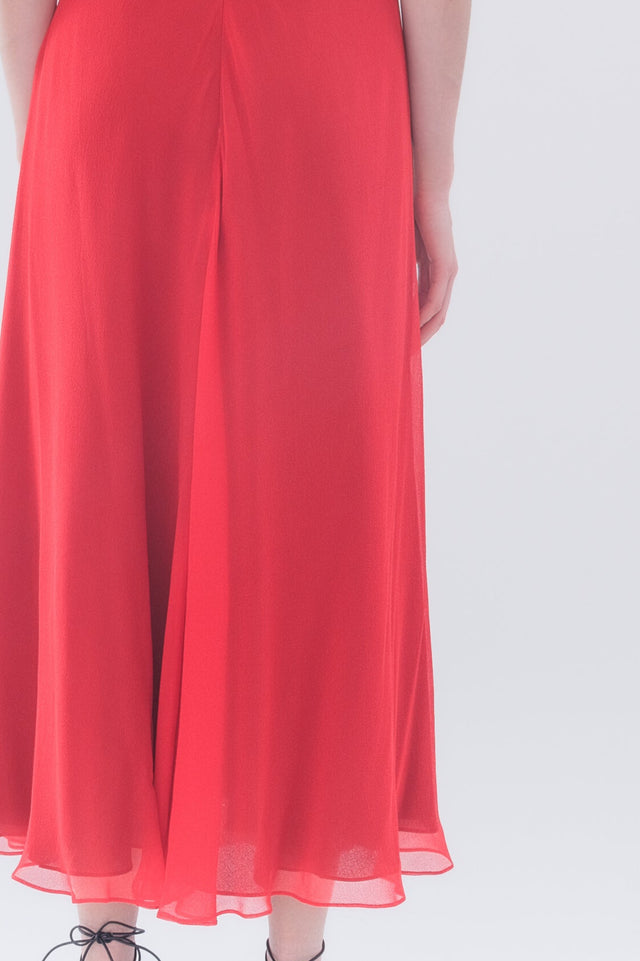 Gather Detail Dress In Red