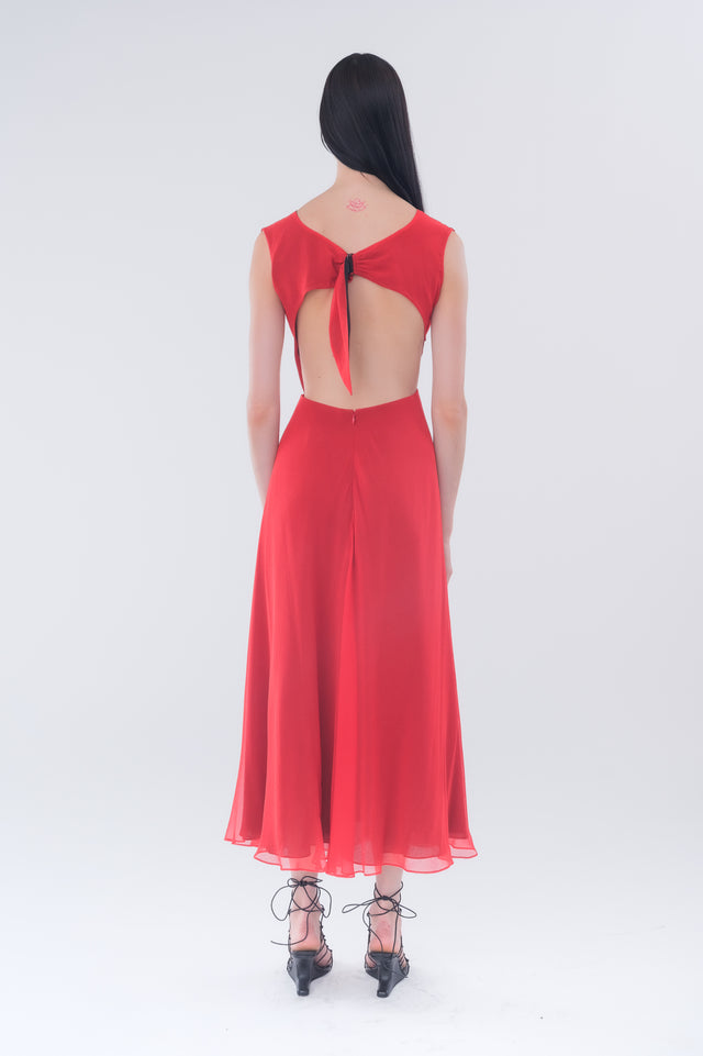 Gather Detail Dress In Red
