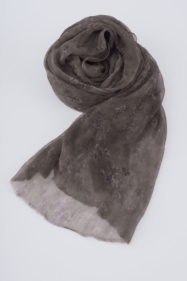 Grey Floral Scarf