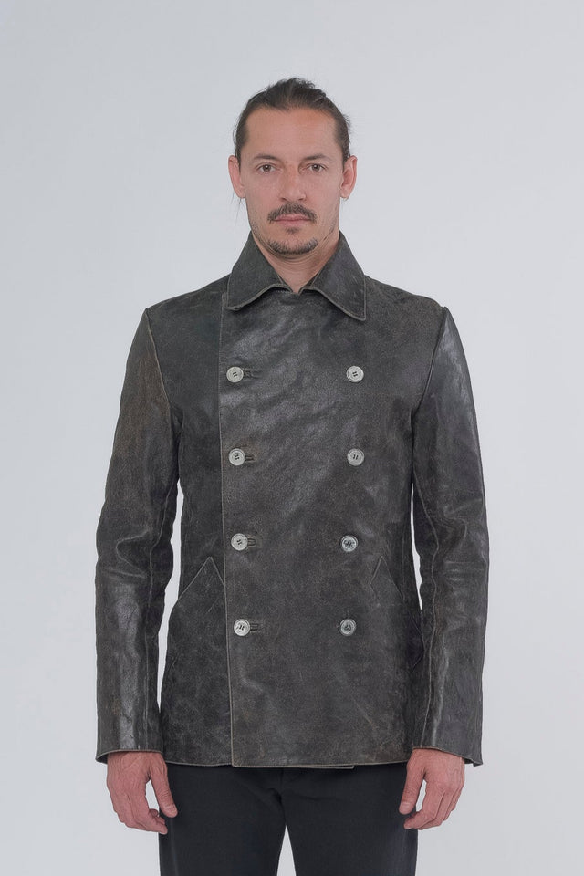 Leather Pea Coat