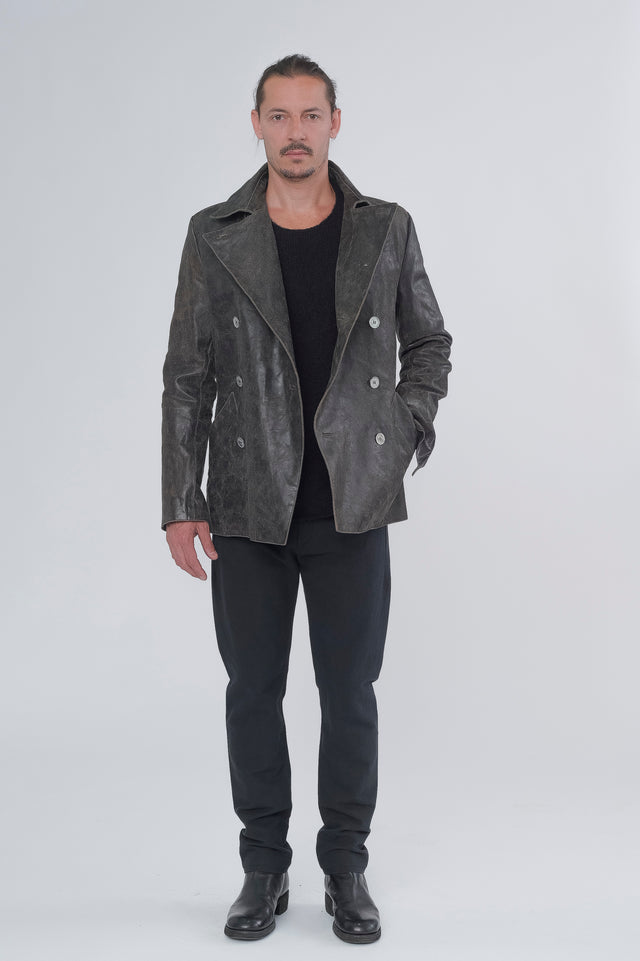 Leather Pea Coat