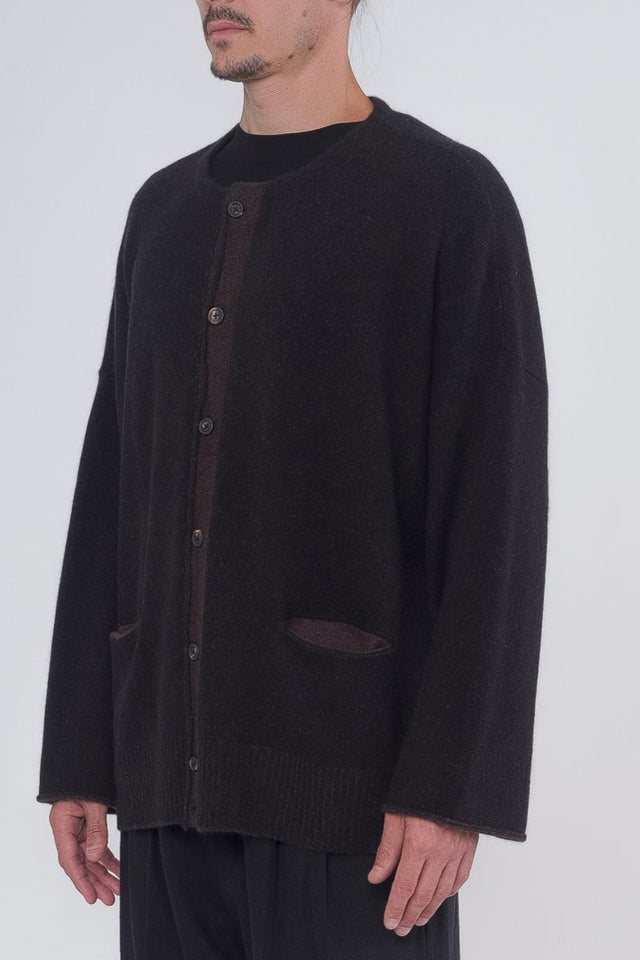 Black Crew Neck Cardigan