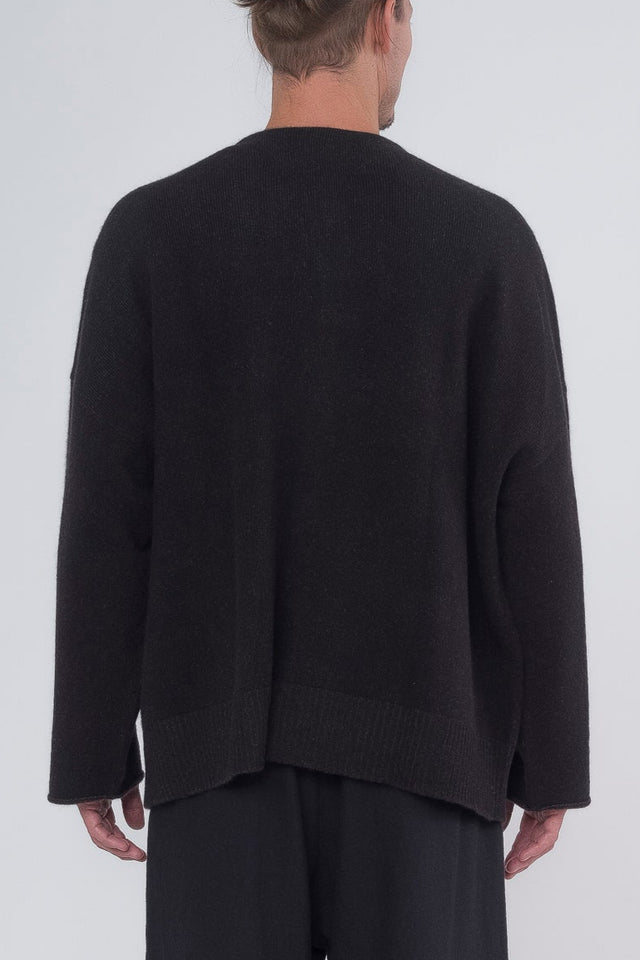 Black Crew Neck Cardigan