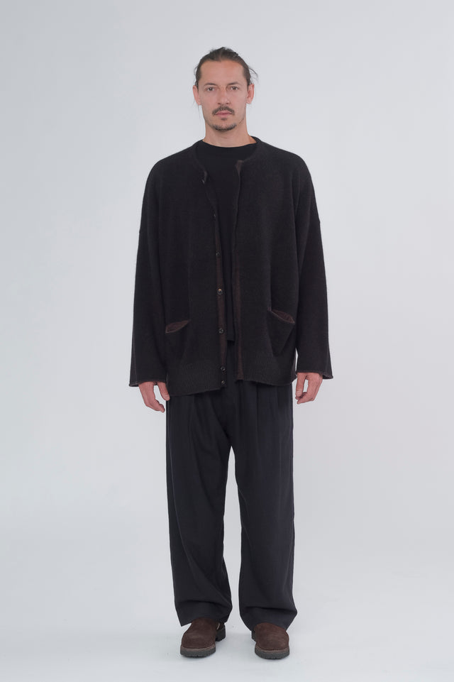 Black Crew Neck Cardigan