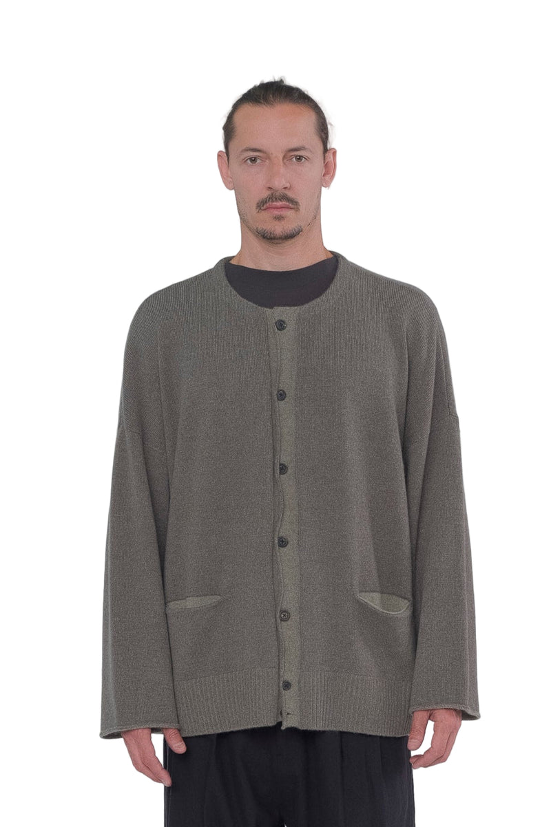 Grey Crew Neck Cardigan