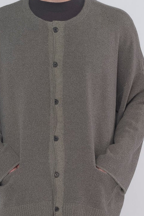 Grey Crew Neck Cardigan
