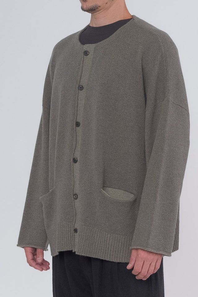 Grey Crew Neck Cardigan