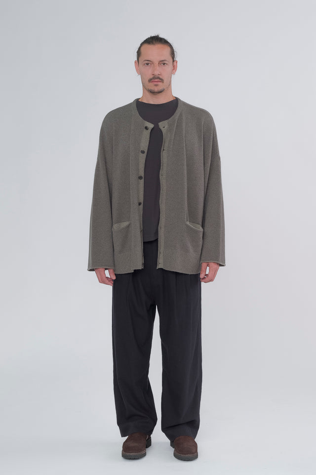 Grey Crew Neck Cardigan