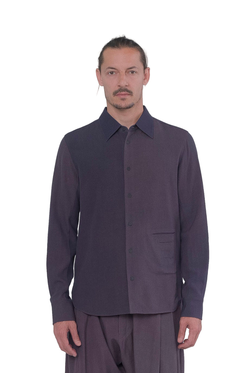 Spread Collar Wool Shirt