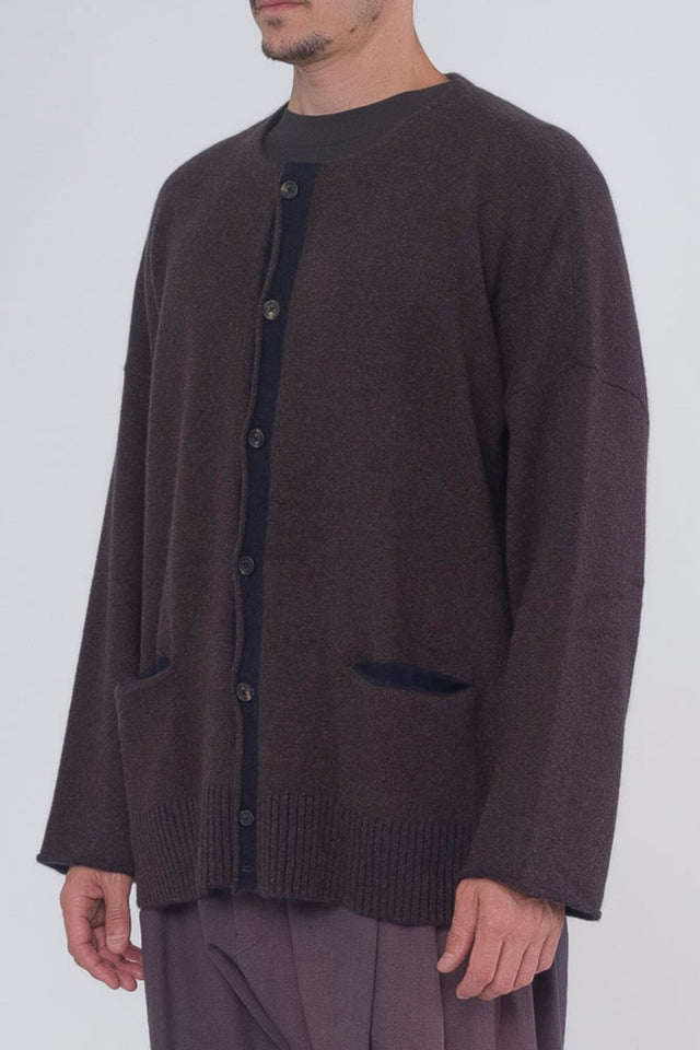 Brown Crew Neck Cardigan