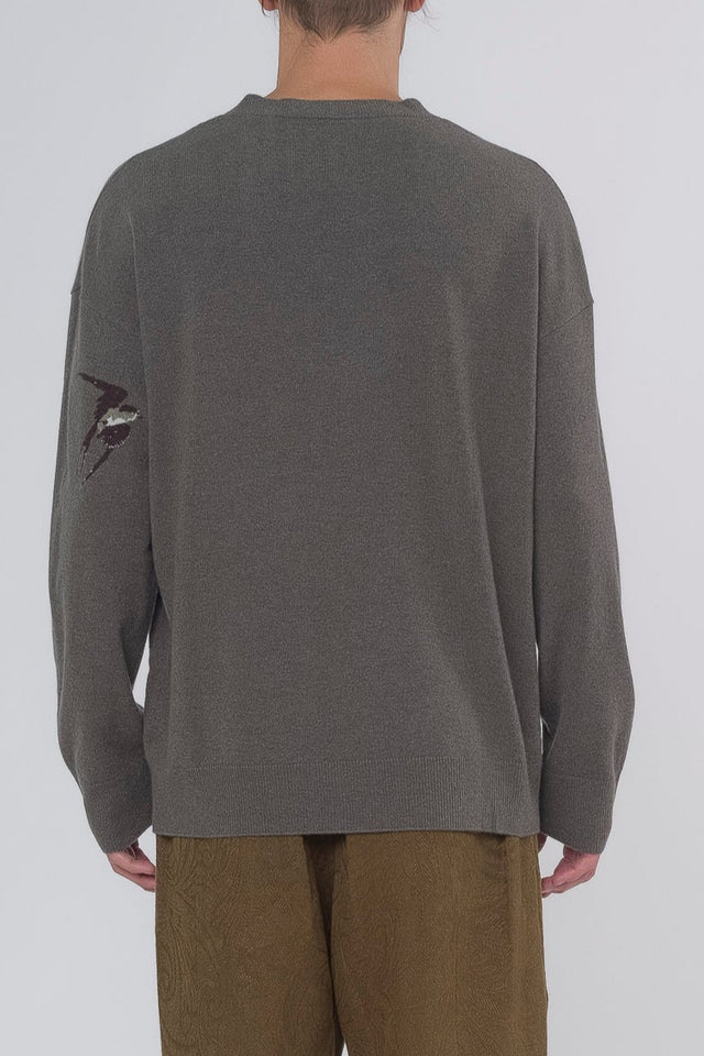 Green Flower Intarsia Sweater